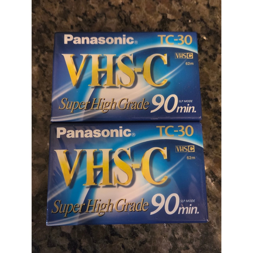 2 Pack Panasonic TC-30 VHS-C Super High Grade 90 Min Blank Compact Tapes Sealed